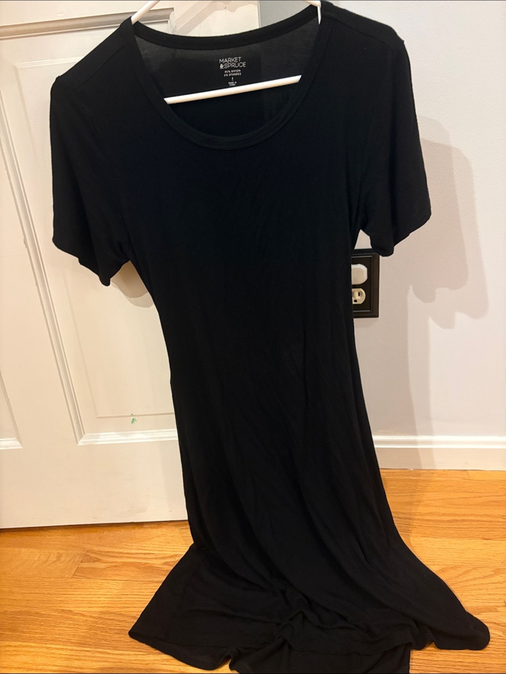 Market & Spruce Black Short Sleeve Scoop Neck Maxi Dress